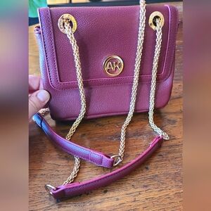 Anne Klein crossbody handbag with convertible strap maroon and gold